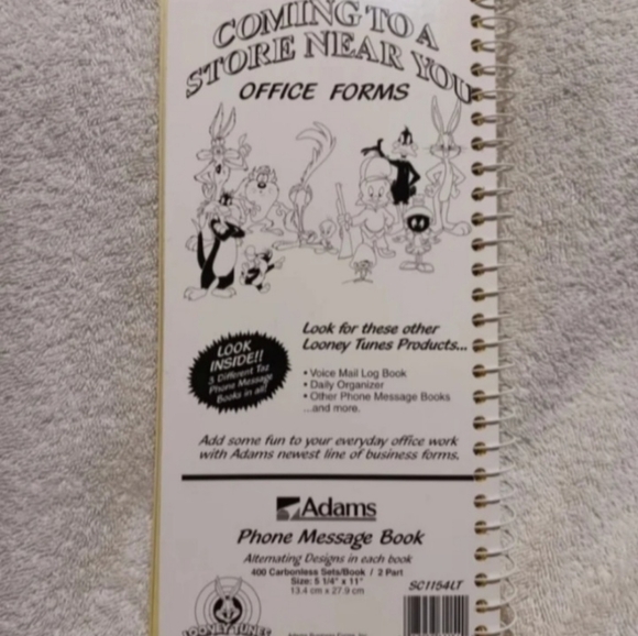 Vintage Looney tunes Tasmanian Devil spiral phone message book - Picture 9 of 10